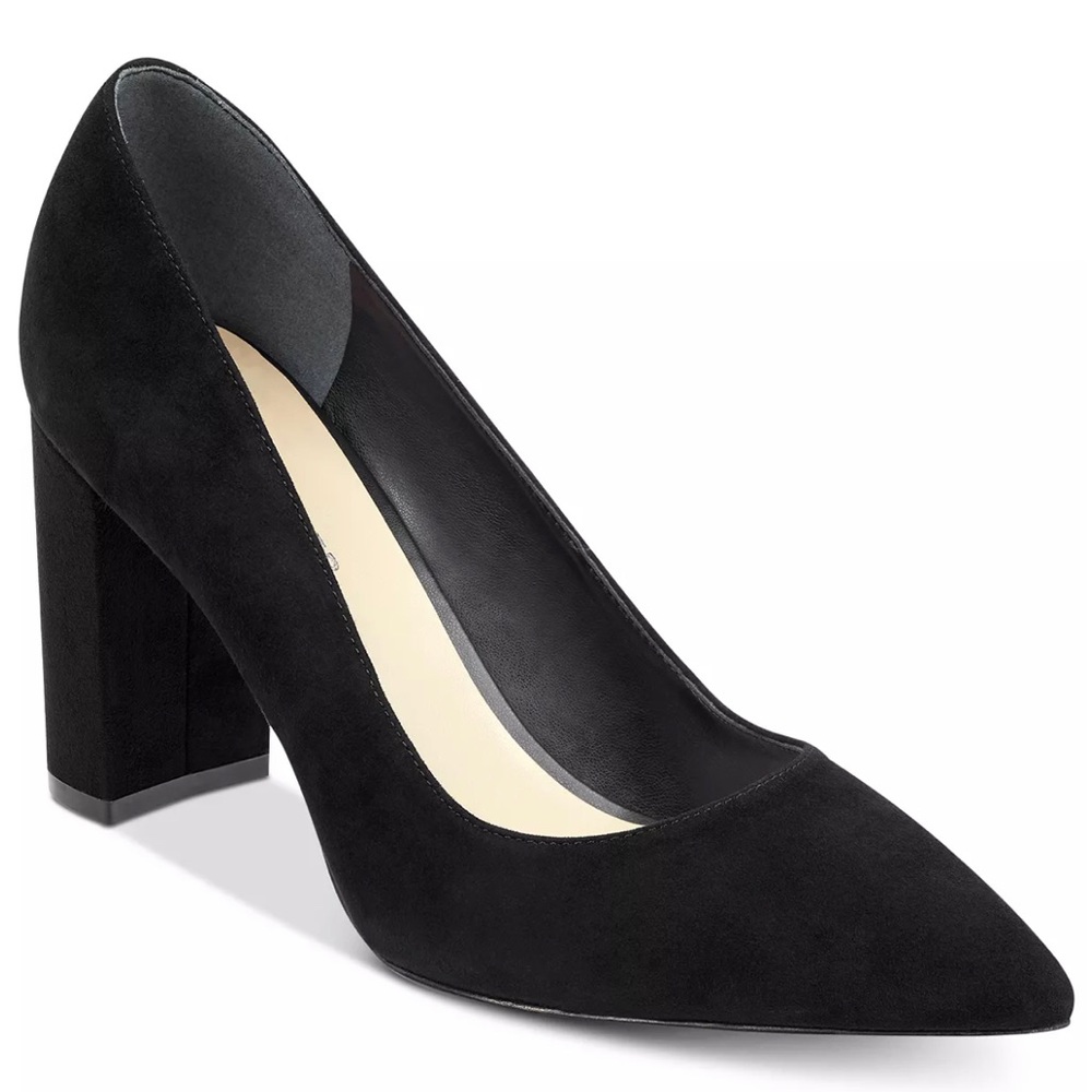 Marc Fisher - Vivienne Slip On Block Heel Pump - Black Suede - Size 9
